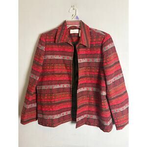Alfred Dunner Woven Jacket Red Multicolor Stripe Women’s Size 16